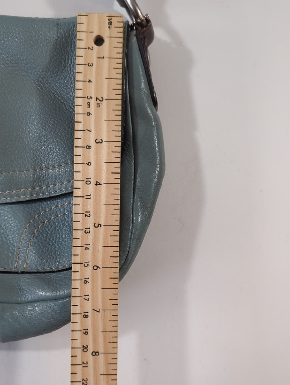 Coach F12336 Chelsea Collection 2010 Shoulder Bag Leather Light Blue Brown Strap - Picture 11 of 13